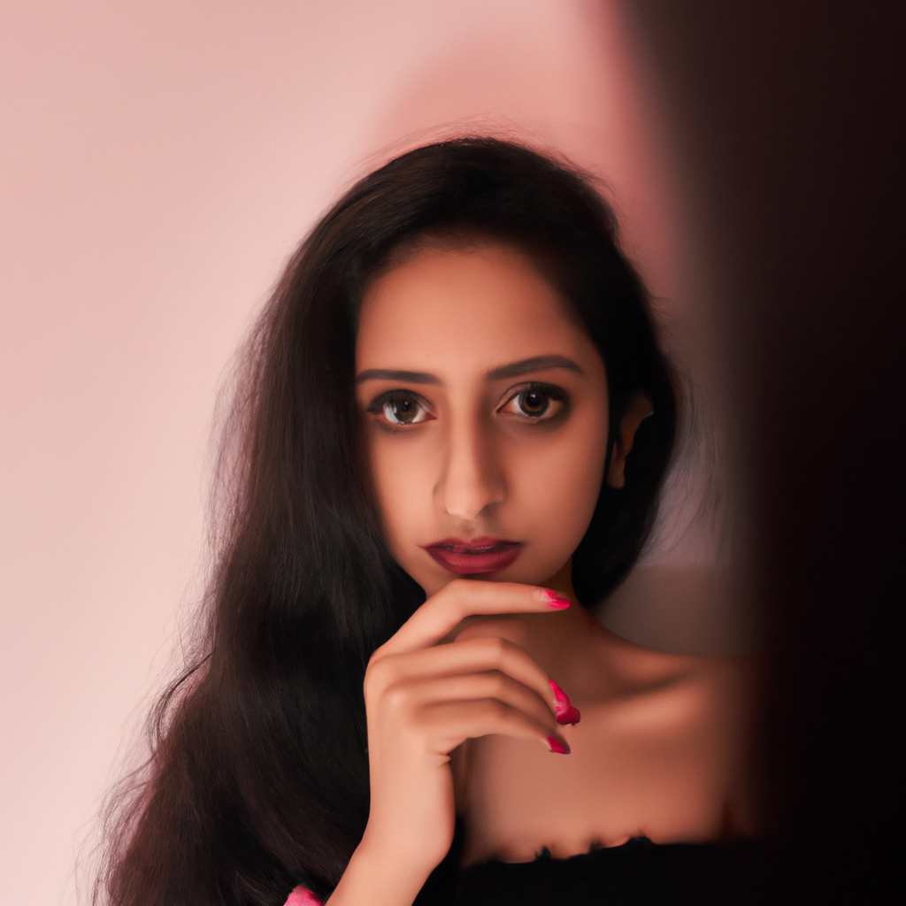 Sesión de retrato profesional en fondo minimal, luz suave y enfoque en el rostro